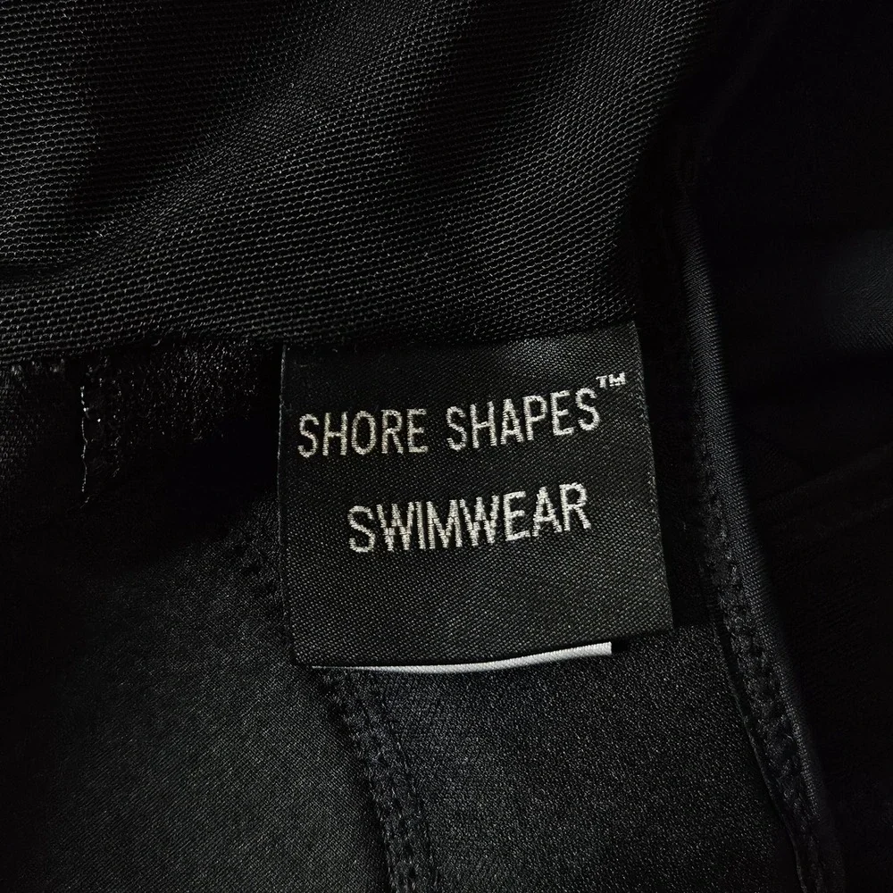 Shore Shapes Black Mesh Illusion Neck One Piece Swimdress‎ Swimsuit Womens 8